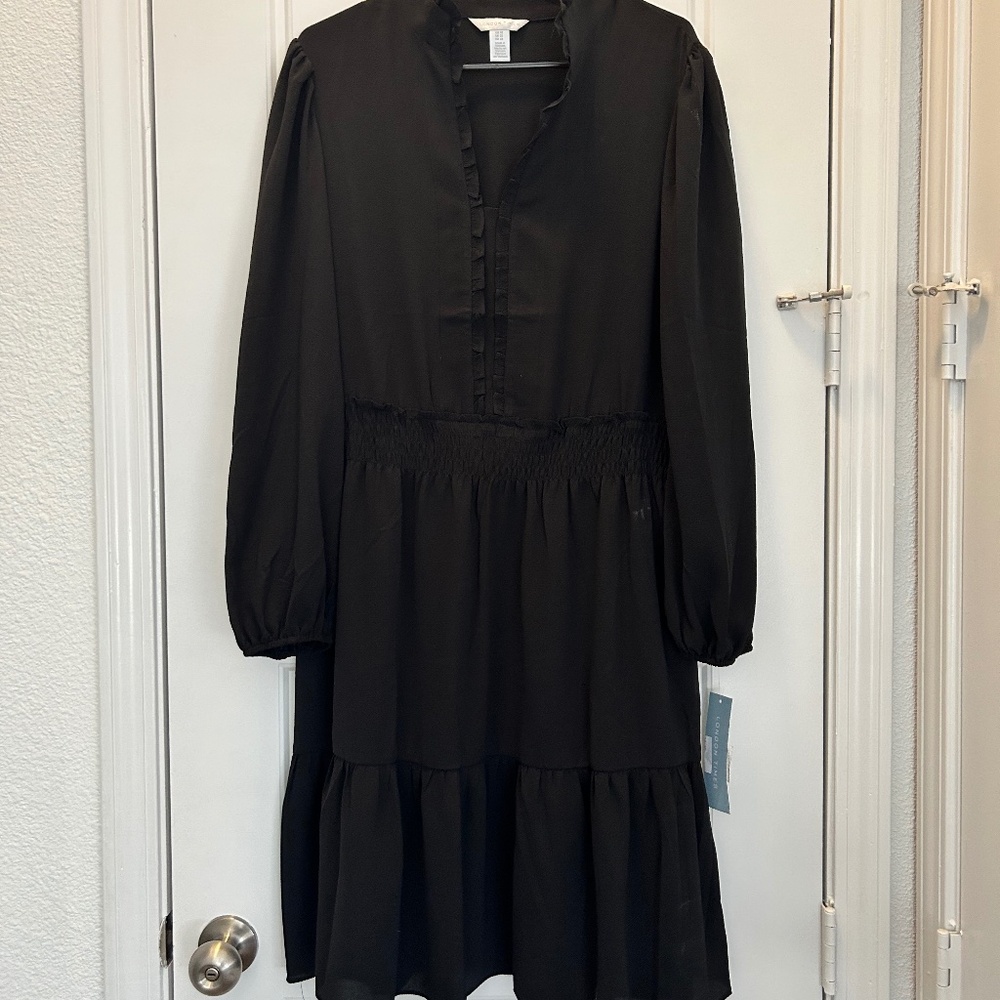 NWT London Times Black High Collar Dress